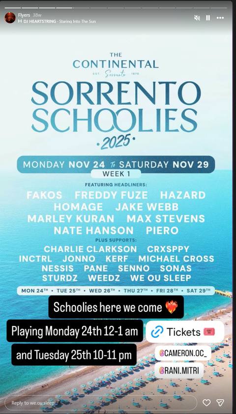 Sorrento Schoolies 2025 flyer