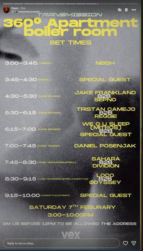 Transmission 360° Apartment Boiler Room — 07.02.26 flyer